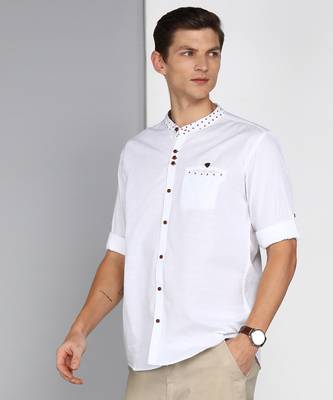 men's mandarin collar linen cotton casual shirt | indowestern shirt for men 3