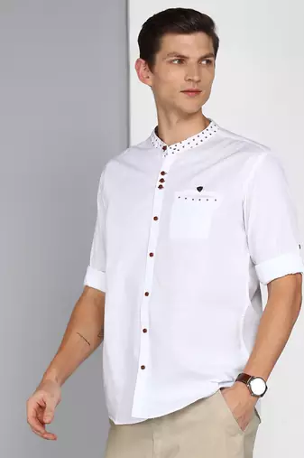 men's mandarin collar linen cotton casual shirt | indowestern shirt for men