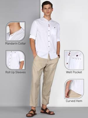 men's mandarin collar linen cotton casual shirt | indowestern shirt for men 5