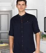 men's mandarin collar linen cotton casual shirt | indowestern shirt for men