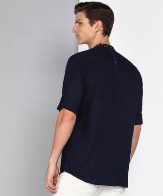 men's mandarin collar linen cotton casual shirt | indowestern shirt for men 2