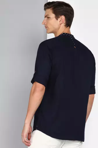 men's mandarin collar linen cotton casual shirt | indowestern shirt for men