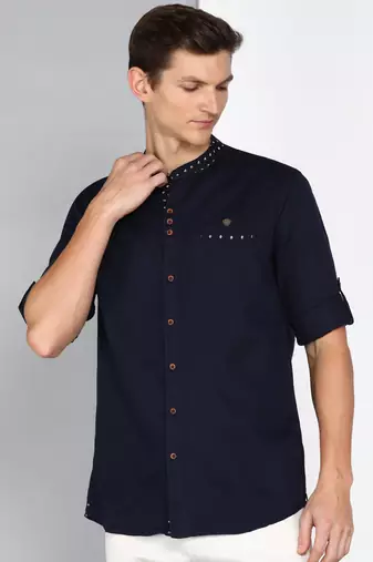 men's mandarin collar linen cotton casual shirt | indowestern shirt for men