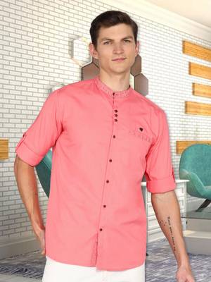 men's mandarin collar linen cotton casual shirt | indowestern shirt for men 1