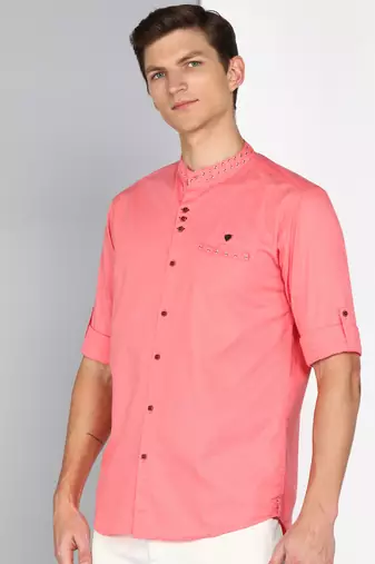 men's mandarin collar linen cotton casual shirt | indowestern shirt for men