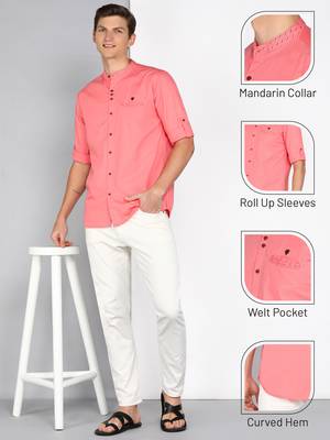 men's mandarin collar linen cotton casual shirt | indowestern shirt for men 5