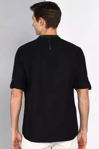 men's mandarin collar linen cotton casual shirt | indowestern shirt for men