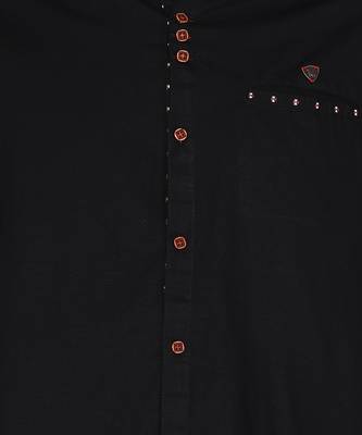 men's mandarin collar linen cotton casual shirt | indowestern shirt for men 4