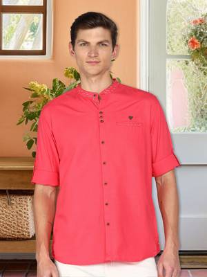 men's linen cotton mandarin collar party casual shirt | indowestern shirt for men 1