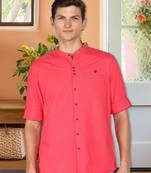 men's linen cotton mandarin collar party casual shirt | indowestern shirt for men