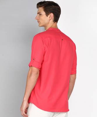 men's linen cotton mandarin collar party casual shirt | indowestern shirt for men 2