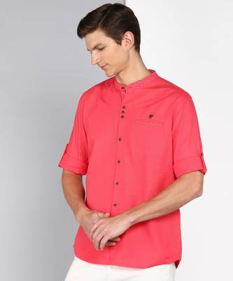 men's linen cotton mandarin collar party casual shirt | indowestern shirt for men 3