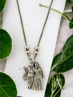 9blings silver plated radha krishna pendant necklace 1