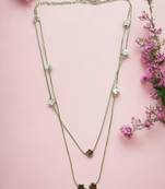  silver plated flower design chain necklace