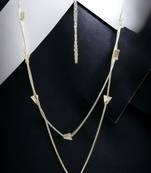 silver plated triangle design double layer chain necklace