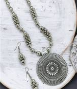 silver plated oxidised jewellery set pendant necklace set