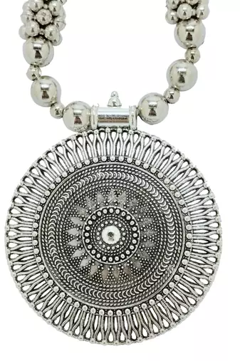 silver plated oxidised jewellery set pendant necklace set