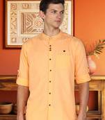 men's mandarin collar linen cotton casual shirt | indowestern shirt for men