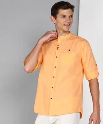 men's mandarin collar linen cotton casual shirt | indowestern shirt for men 3