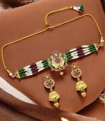  gold plated jaipuri choker jewellery set