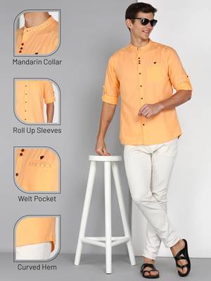 men's mandarin collar linen cotton casual shirt | indowestern shirt for men 5