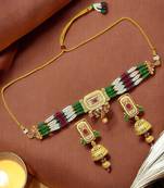  gold plated rajwadi choker necklace set