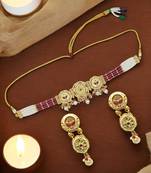  gold plated meenakari choker necklace set
