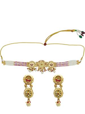  gold plated meenakari choker necklace set 2
