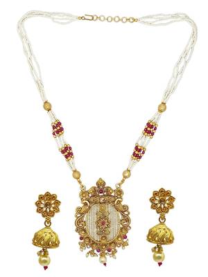 Gold-plated rajwadi long necklace set 2
