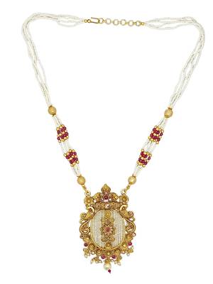 Gold-plated rajwadi long necklace set 3