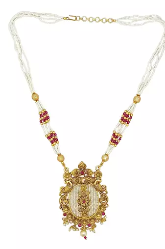 Gold-plated rajwadi long necklace set