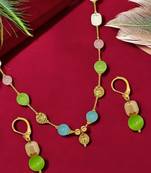gold plated multicolor beads necklace set