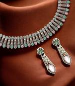  silver oxidised spokes necklace set