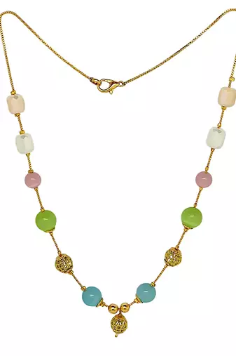 gold plated multicolor beads necklace set