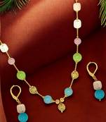 gold-plated multicolor beads long necklace set