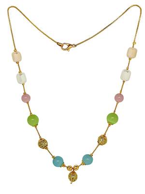 gold-plated multicolor beads long necklace set 3