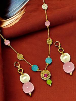 gold plated dainty beads necklace set 1