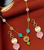 gold plated dainty beads necklace set