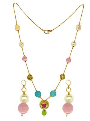 gold plated dainty beads necklace set 2