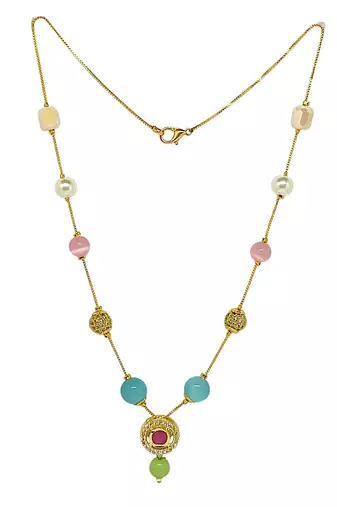 gold plated dainty beads necklace set