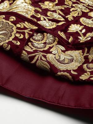MAROON ZARI DORI & SEQUINS EMBROIDERED VELVET SEMI STITCHED LEHENGA CHOLI 5