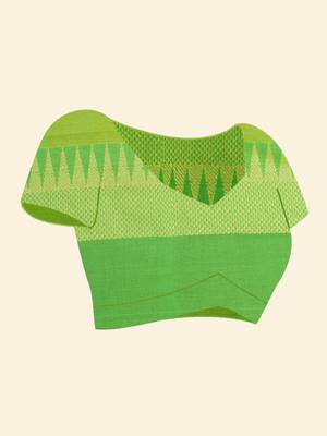 Yellow and Green Narayanpet Cotton saree 5