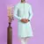 ice teal green jaqurtd art soft silk straight kurta churidar without lining fabric for men