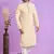 beige  jaqurtd art soft silk straight kurta churidar without lining fabric for men