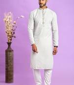 light grey  jaqurtd art soft silk straight kurta churidar without lining fabric for men