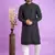 grey black  jaqurtd art soft silk straight kurta churidar without lining fabric for men