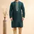 green jaqurd art silk without lining fabric straight kurta churidar for men