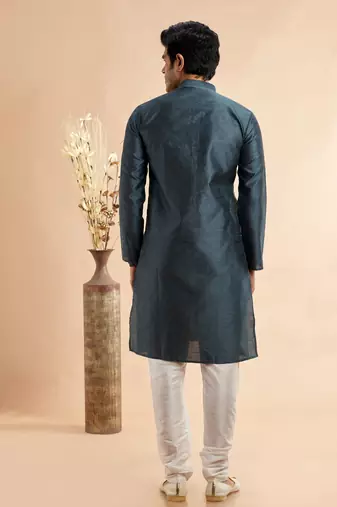 grey jaqurd art silk without lining fabric only kurta for men