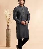 black jaqurd art silk without lining fabric only kurta for men
