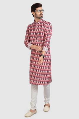 multi colour cotton printed fabric  without lining straight kurta churidar for men 2